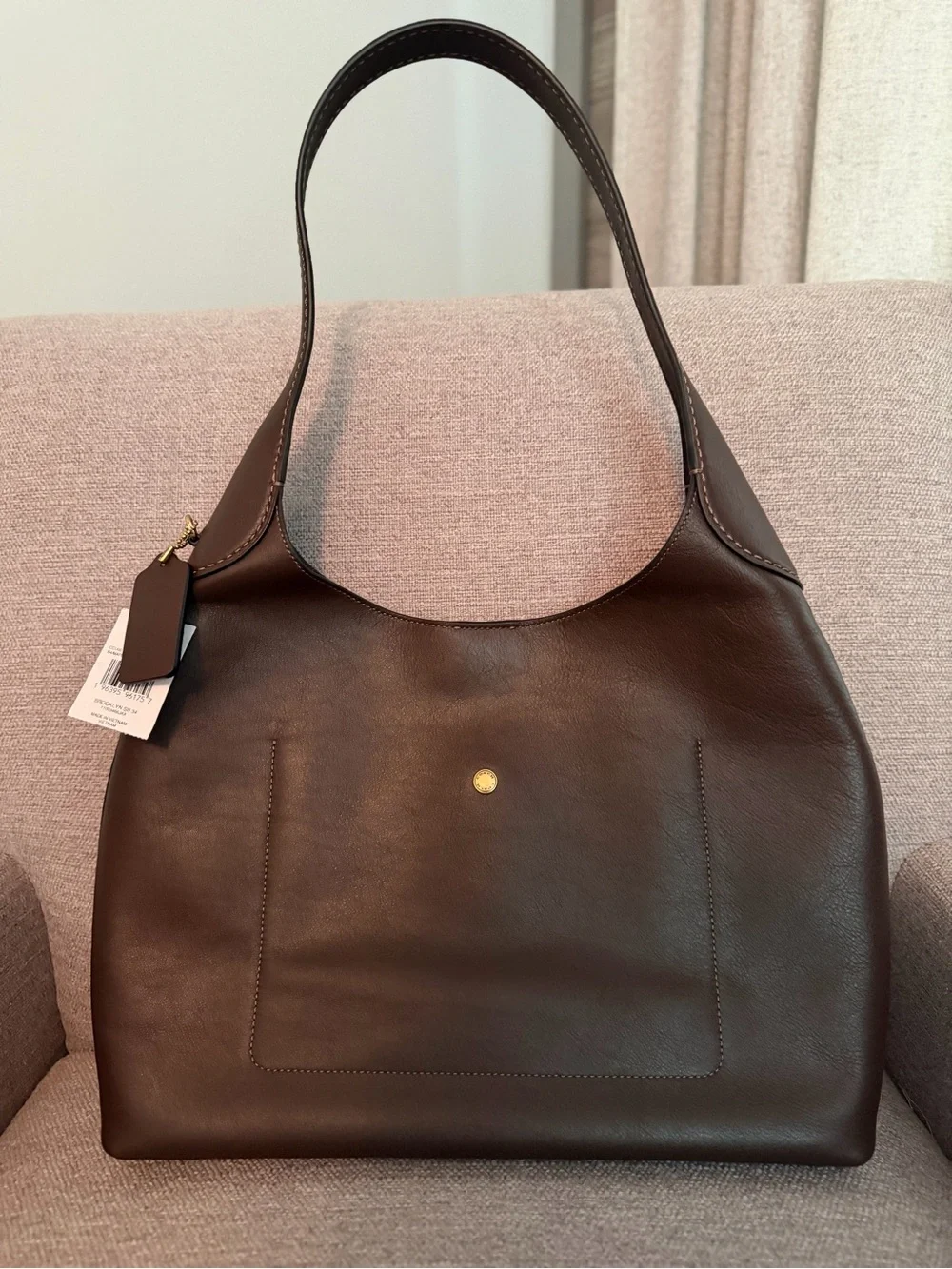 Coach Dark Brown Leather Shoulder Tote - Picture 2 of 9